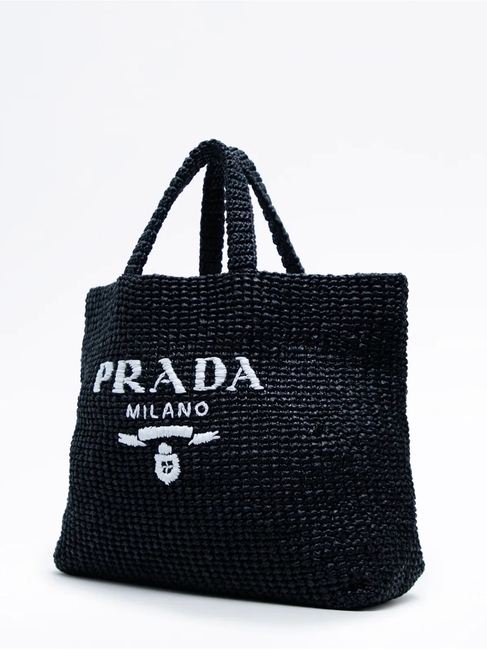 Prada Logo Raffia Tote Bag - Picture 2 of 3